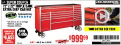 Harbor Freight Coupon US GENERAL 72" X 22" TRIPLE BANK EXTRA DEEP CABINET Lot No. 61656/64167/64003/64004 Expired: 11/25/18 - $999.99