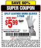 Harbor Freight Coupon SPLIT LEATHER WORK GLOVES 5 PAIR Lot No. 60450/62371/62716/62714/66287 Expired: 3/29/15 - $5.99