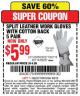 Harbor Freight Coupon SPLIT LEATHER WORK GLOVES 5 PAIR Lot No. 60450/62371/62716/62714/66287 Expired: 5/3/15 - $5.99