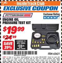 Harbor Freight ITC Coupon ENGINE OIL PRESSURE TEST KIT Lot No. 62621/98949 Expired: 11/30/18 - $19.99