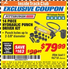 Harbor Freight ITC Coupon 14 PIECE HYDRAULIC PUNCH DRIVER KIT Lot No. 96718/56411 Expired: 5/31/19 - $79.99