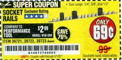 Harbor Freight Coupon SOCKET RAILS Lot No. 39721/39722/39723 Expired: 6/30/20 - $0.69