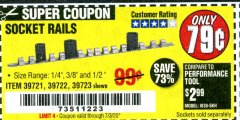 Harbor Freight Coupon SOCKET RAILS Lot No. 39721/39722/39723 Expired: 7/3/20 - $0.79