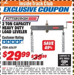 Harbor Freight ITC Coupon 2 TON CAPACITY HEAVY DUTY LOAD LEVELER Lot No. 5402/60659 Expired: 6/30/18 - $29.99