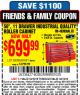 Harbor Freight Coupon 56", 11 DRAWER INDUSTRIAL QUALITY ROLLER CABINET Lot No. 67681/69395/62499 Expired: 12/13/15 - $699.99