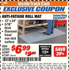 Harbor Freight ITC Coupon ANTI-FATIGUE ROLL MAT Lot No. 61241/62205/62407 Expired: 8/31/18 - $6.99