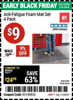 Harbor Freight Coupon ANTI-FATIGUE ROLL MAT Lot No. 61241/62205/62407 Expired: 11/23/22 - $9