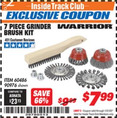 Harbor Freight ITC Coupon 7 PIECE GRINDER BRUSH KIT Lot No. 90976/60486 Expired: 1/31/20 - $7.99