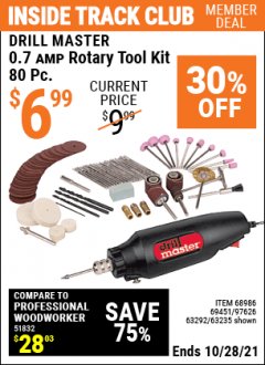 Harbor Freight ITC Coupon 80 PIECE ROTARY TOOL KIT Lot No. 68986/97626/63292/63235 Expired: 10/28/21 - $6.99