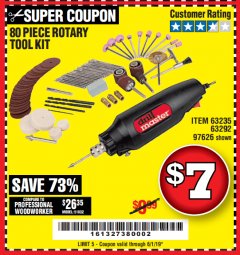Harbor Freight Coupon 80 PIECE ROTARY TOOL KIT Lot No. 68986/97626/63292/63235 Expired: 6/1/19 - $7