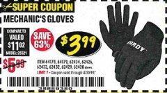 Harbor Freight Coupon MECHANIC'S GLOVES Lot No. 62434/62426/62433/62432/62429/64178/64179/62428 Expired: 4/30/19 - $3.99