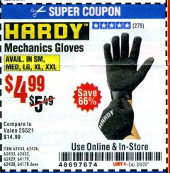 Harbor Freight Coupon MECHANIC'S GLOVES Lot No. 62434/62426/62433/62432/62429/64178/64179/62428 Expired: 8/8/20 - $4.99