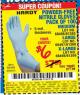Harbor Freight Coupon POWDER-FREE NITRILE GLOVES PACK OF 100 Lot No. 68496/61363/97581/68497/61360/68498/61359 Expired: 7/15/15 - $6