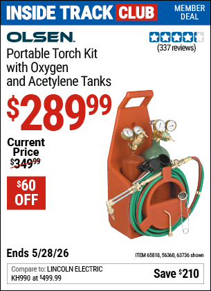 www.hfqpdb.com - OLSEN PORTABLE TORCH KIT WITH OXYGEN AND ACETYLENE TANKS Lot No. 63736/65818/56360