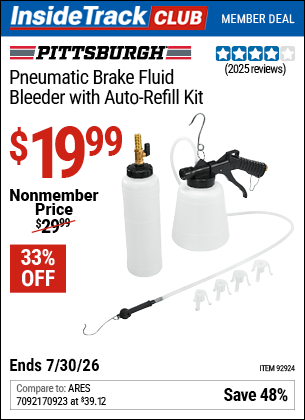 www.hfqpdb.com - PITTSBURGH PNEUMATIC BRAKE FLUID BLEEDER WITH AUTO-REFILL KIT Lot No. 92924