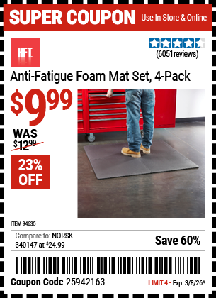 www.hfqpdb.com - HFT ANTI-FATIGUE FOAM MAT SET, 4-PACK Lot No. 94635