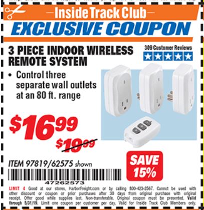 Indoor Wireless Remote System 3 Pc