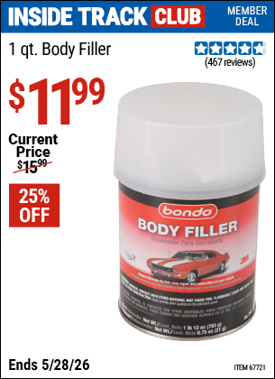 www.hfqpdb.com - BONDO 1 QT. BODY FILLER Lot No. 67721