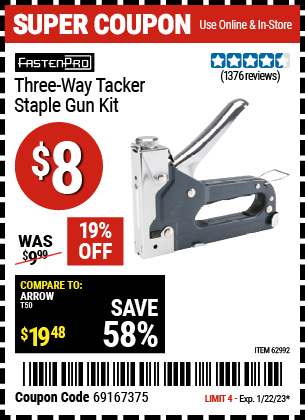 Three-Way Tacker Staple Gun Kit