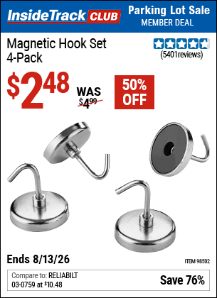 www.hfqpdb.com - MAGNETIC HOOK SET, 4-PACK Lot No. 98502