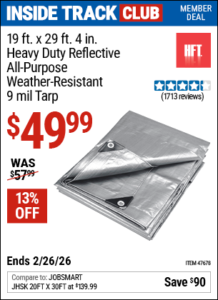 www.hfqpdb.com - HFT 19 FT. X 29 FT. 4 IN. HEAVY DUTY REFLECTIVE ALL-PURPOSE WEATHER-RESISTANT 9 MIL TARP Lot No. 47678
