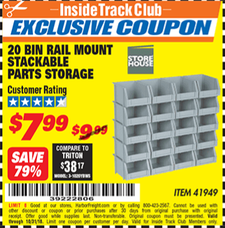 Harbor Freight Poly Bins And Rails Item 41949 