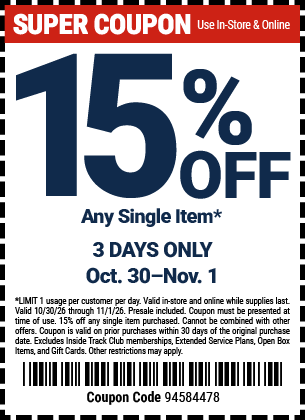 Harbor Freight 15 percent off coupon