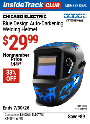 www.hfqpdb.com - CHICAGO ELECTRIC BLUE DESIGN AUTO-DARKENING WELDING HELMET Lot No. 61610/63122