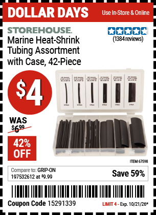 www.hfqpdb.com - STOREHOUSE MARINE HEAT-SHRINK TUBING ASSORTMENT WITH CASE, 42-PIECE Lot No. 67598