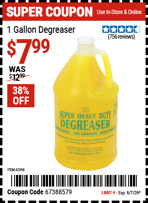 www.hfqpdb.com - 1 GALLON DEGREASER Lot No. 42998