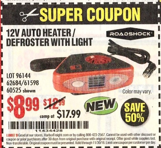 Harbor Freight - 12 Volt Auto Heater / Defroster With Light Review 