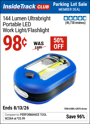 www.hfqpdb.com - 144 LUMEN ULTRABRIGHT PORTABLE LED WORK LIGHT/FLASHLIGHT Lot No. 63878/62532/63601/63991/64005