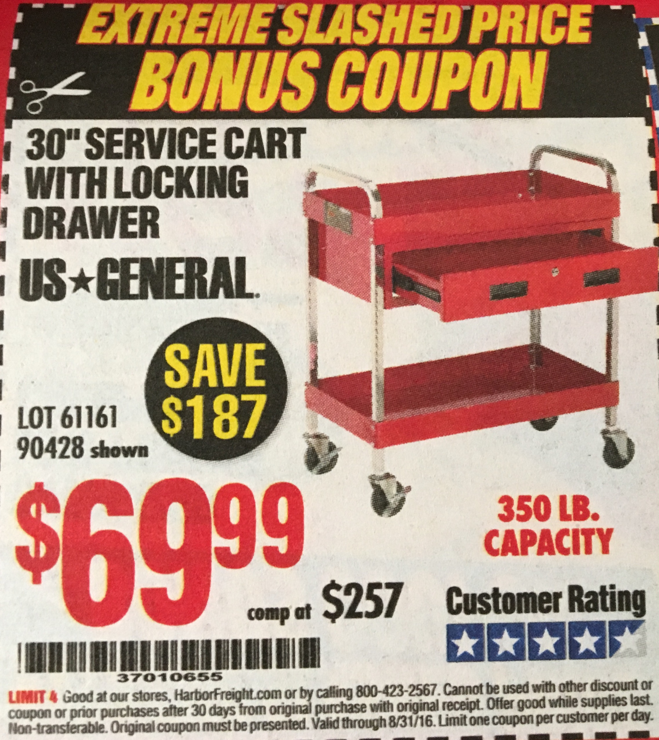 US General 30 Service Cart Assembly and Review - Harbor Freight Coupon 
