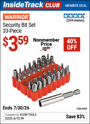 www.hfqpdb.com - WARRIOR SECURITY BIT SET, 33-PIECE Lot No. 68459