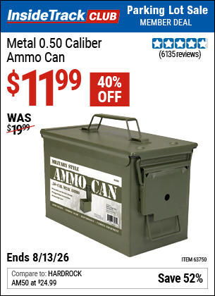 www.hfqpdb.com - METAL 0.50 CALIBER AMMO CAN Lot No. 63750