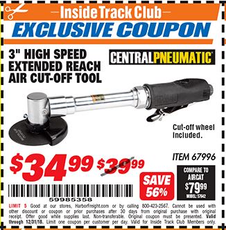 Central Pneumatic New 3" Extended Reach Air Cutoff Tool 