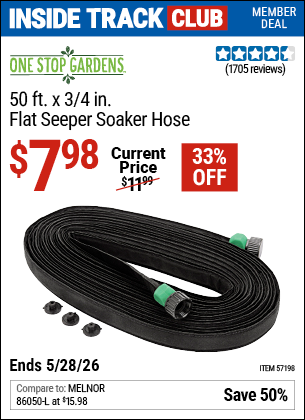www.hfqpdb.com - ONE STOP GARDENS 50 FT. X 3/4 IN. FLAT SEEPER SOAKER HOSE Lot No. 57198