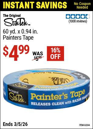 www.hfqpdb.com - STIKTEK 60 YD. X 0.94 IN. PAINTERS TAPE Lot No. 63244