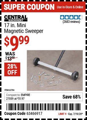 www.hfqpdb.com - CENTRAL MACHINERY 17 IN. MINI MAGNETIC SWEEPER Lot No. 62704