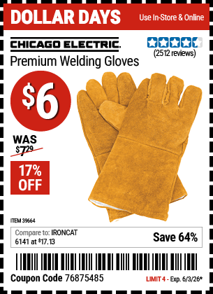 www.hfqpdb.com - CHICAGO ELECTRIC PREMIUM WELDING GLOVES Lot No. 39664
