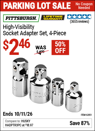 www.hfqpdb.com - PITTSBURGH HIGH-VISIBILITY SOCKET ADAPTER SET, 4-PIECE Lot No. 62851