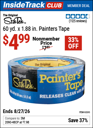 www.hfqpdb.com - STIKTEK 60 YD. X 1.88 IN. PAINTERS TAPE Lot No. 63243
