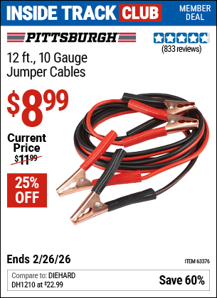 www.hfqpdb.com - PITTSBURGH 12 FT., 10 GAUGE JUMPER CABLES Lot No. 63376