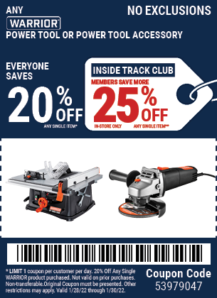 Harbor Freight 20 percent off coupon