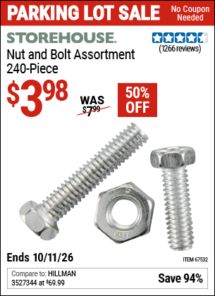www.hfqpdb.com - STOREHOUSE NUT AND BOLT ASSORTMENT, 240-PIECE Lot No. 67532