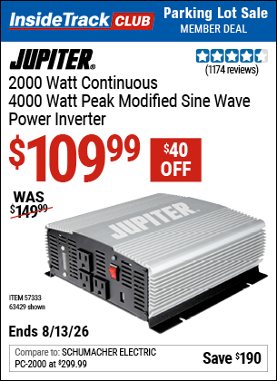 www.hfqpdb.com - JUPITER 2000 WATT CONTINUOUS/4000 WATT PEAK MODIFIED SINE WAVE POWER INVERTER Lot No. 63429/57333