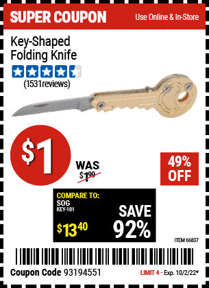 www.hfqpdb.com - KEY-SHAPED FOLDING KNIFE Lot No. 66837