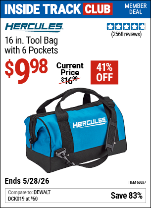 www.hfqpdb.com - HERCULES 16 IN. TOOL BAG WITH 6 POCKETS Lot No. 63637