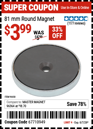 www.hfqpdb.com - 81 MM ROUND MAGNET Lot No. 96650