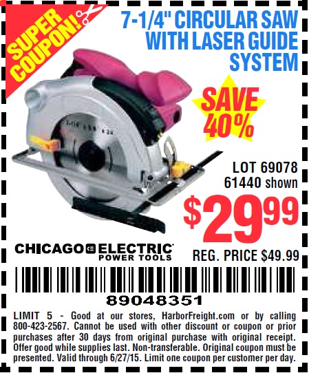 Harbor Freight Tools Coupon Database - Free coupons, 25 percent off coupons, toolbox coupons - 7 ...